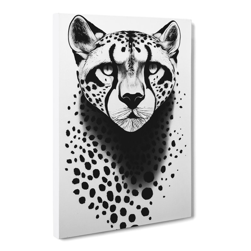 Cheetah Monochrome - Wrapped Canvas, 60cm H x 40cm W x 3cm D