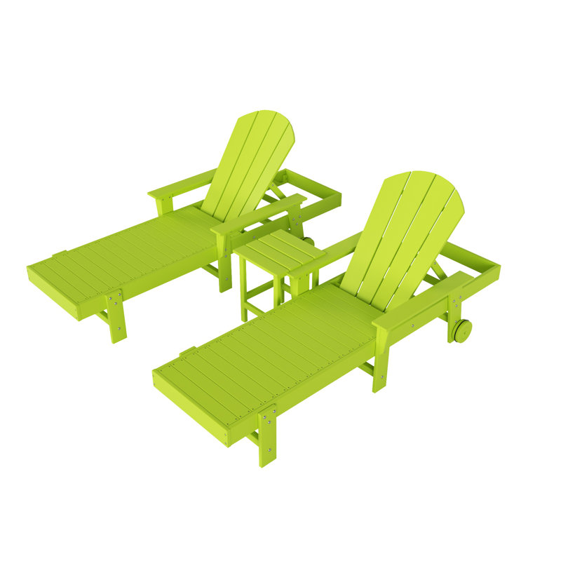 Laguna Outdoor Chaise Lounge Set with Table, Lime