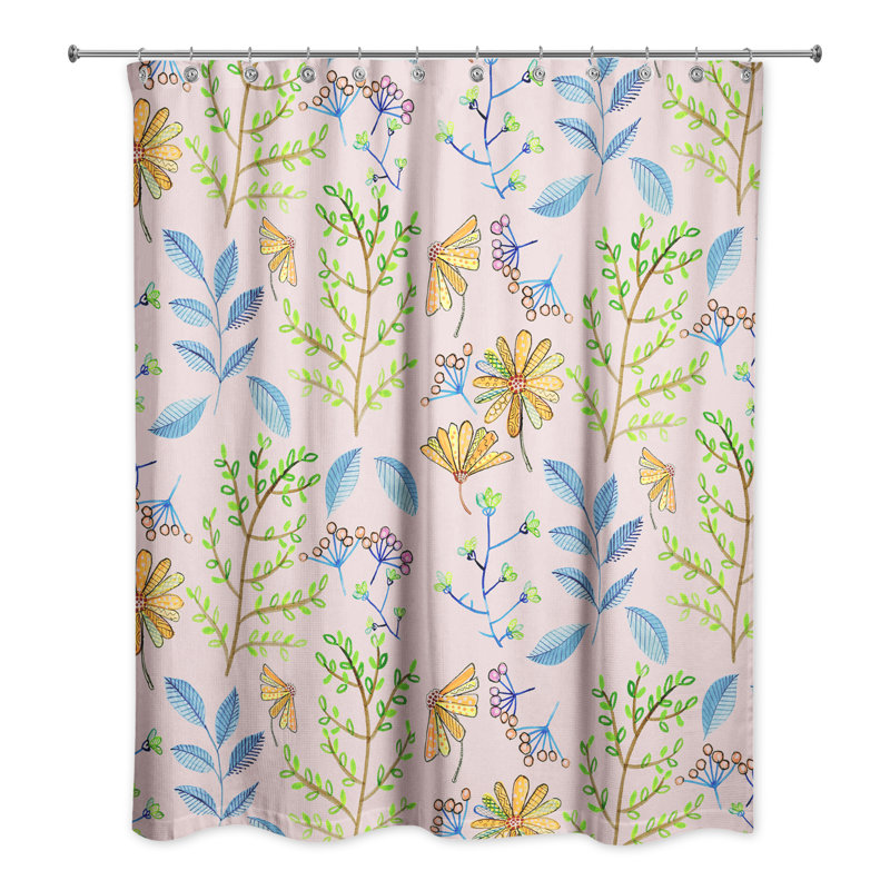 Rushie Floral Shower Curtain, Pink