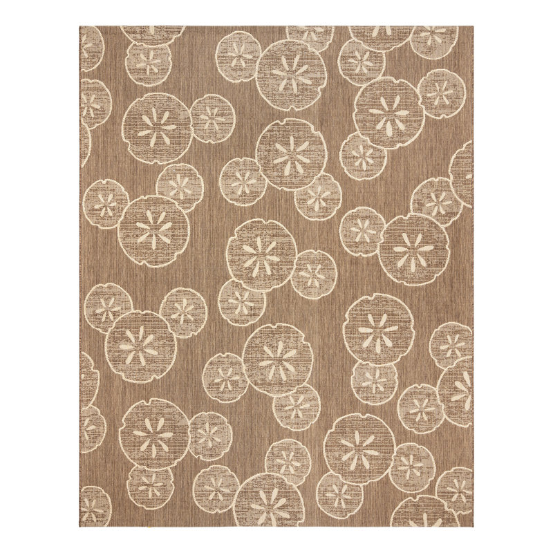 Tapis intérieur / extérieur brun / sable tissé à plat Disney Mickey Mouse, Rectangle 7 pi 10 po x 10 pi