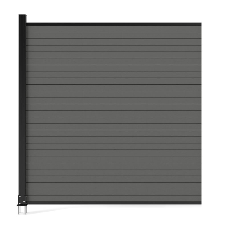 Panneau de clôture en composite 6,1 pi H avec poteau, finition brossée, Gris, 2