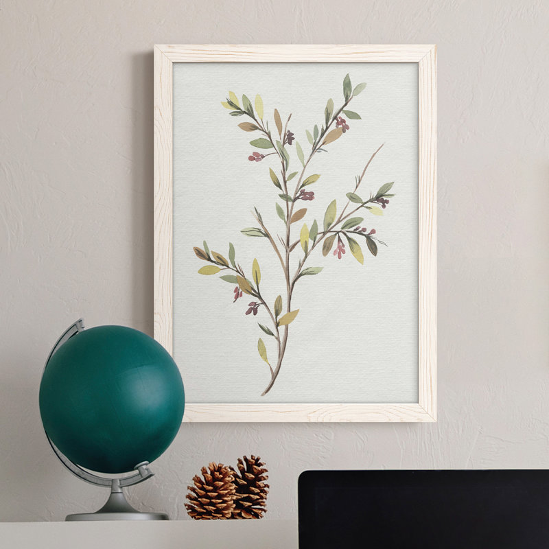 Toile simple encadrée Premium Sprig II - prête à être accrochée, Blanc, H 38 po x l 28 po x P 1 po