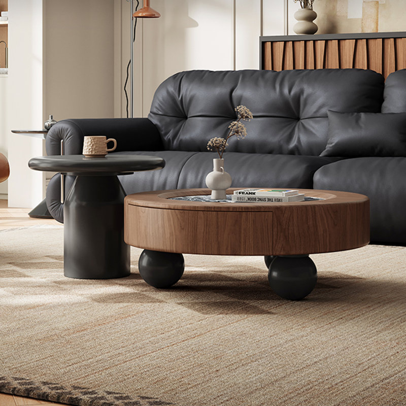 Italian Round Marble Coffee Table Combo