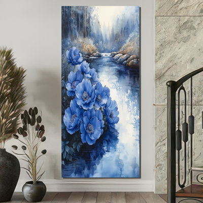 Bleuet sur fond bleu - Pivoines