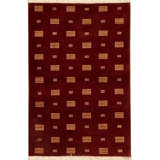 Hand-Knotted High-Quality Wine and Orange Area Rug