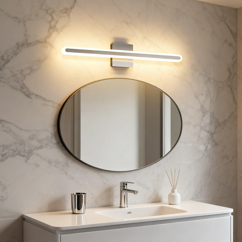 Barre d'éclairage de meuble-lavabo à DEL de 31,5 pouces Jooserhouse, lumière de salle de bain à intensité variable en nickel brossé 24 W avec miroir de maquillage moderne au choix 5CCT pour lavabo de salle de bain