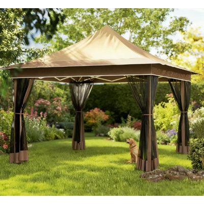 Tente escamotable à hauteur réglable, auvent avec filet en filet, avec sac de transport, pour le jardin, le patio