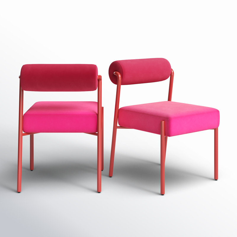 Grete 19.7'' H Velvet Upholstered Side Chair, Pink/Red, Red