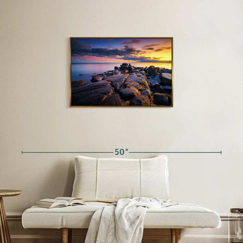Plage Duluth Brighton, 31 po x 21 po, Cadre flottant doré