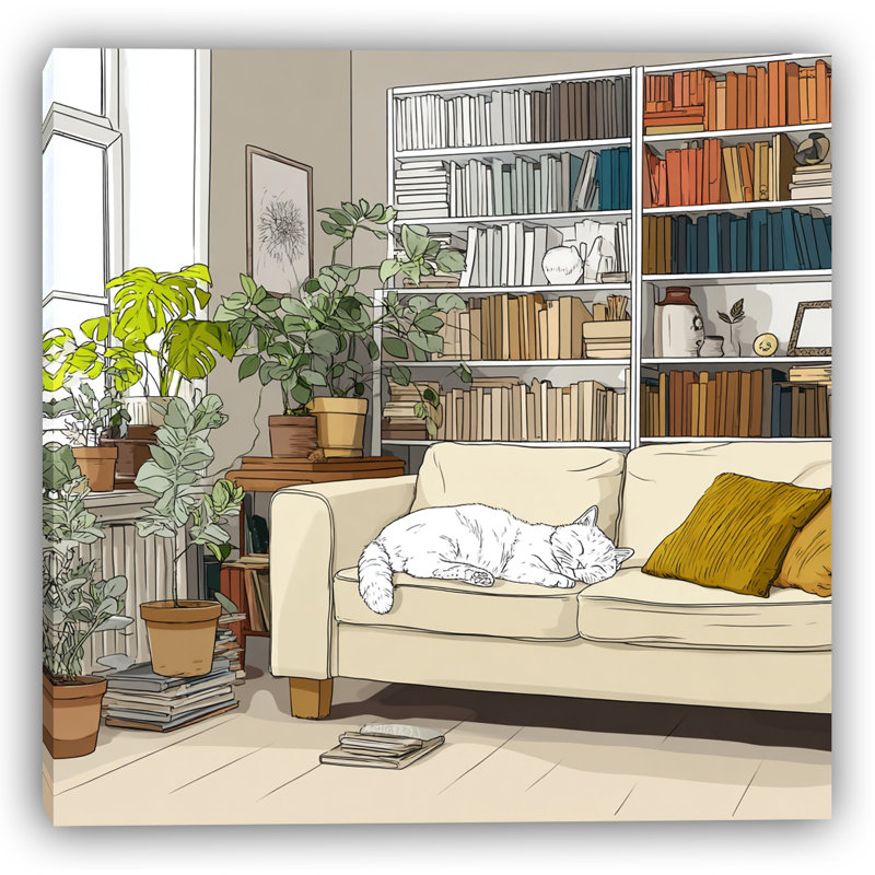 Art mural sur toile Cozy Sofa Cat III, 1, H 20 po x l 20 po