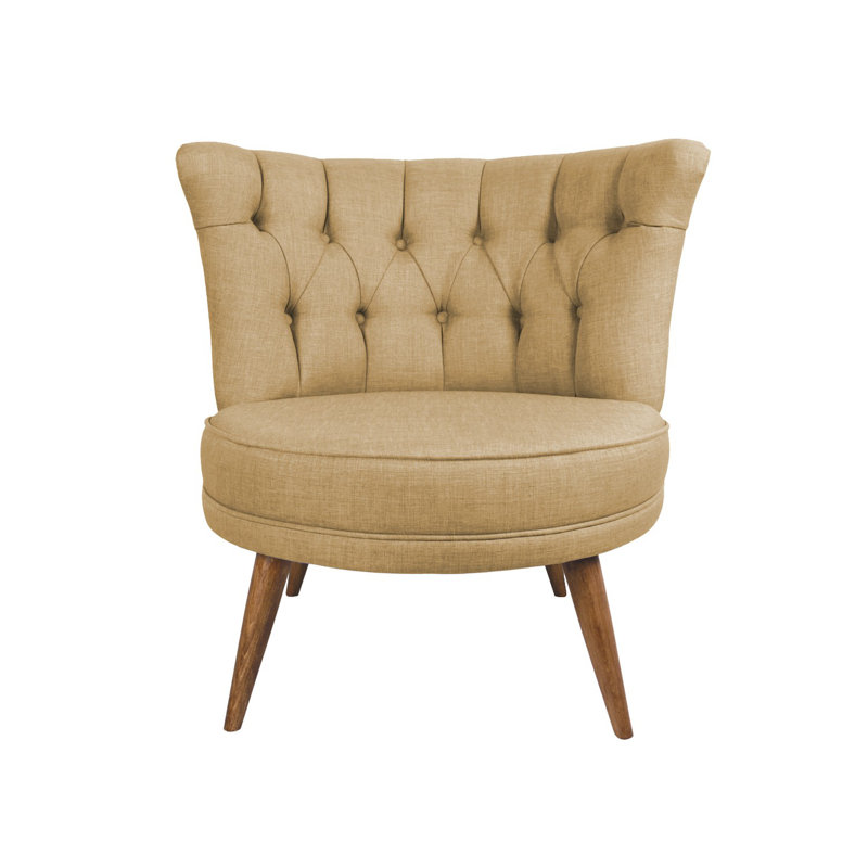 Elegant Wing Chair, Milky Brown, 31.5 x 30.3 x 29.5 inches | Solid Wood Frame, 100% Polyester Easy Clean Fabric, 32 DNS Foam Cushion for Comfort | Perfect for Modern & Rustic Décor, Ideal for Living Room & Hotel Use