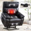 Grand fauteuil inclinable électrique à massage à double moteur à position infinie jusqu'à 350 LBS de Black Heataire-818024095