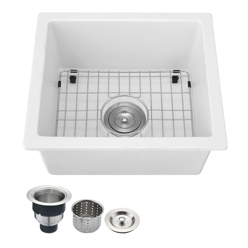 Évier de cuisine à cuve simple encastrable en quartz 18,11 po L