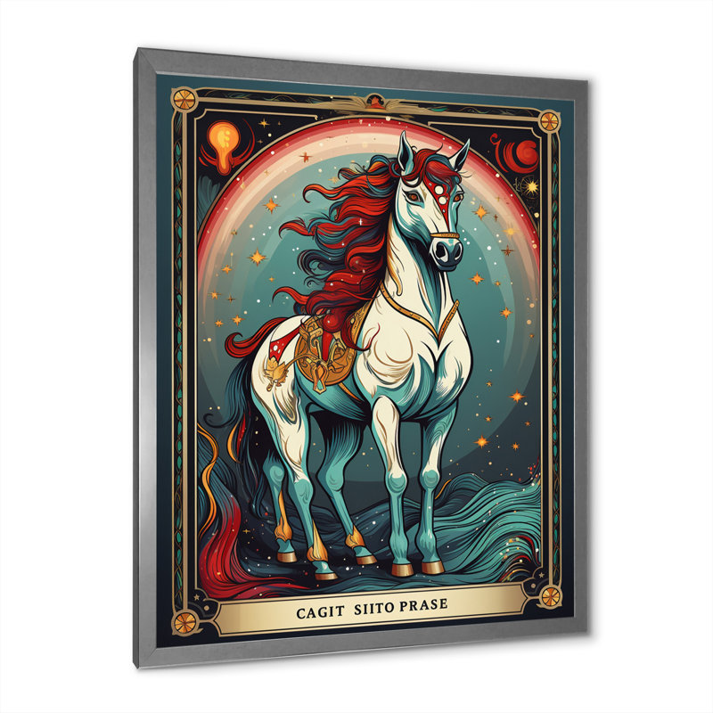 «White Red Majestic Horse», reproduction d'art sur toile, Cadre simple argenté, H 40 po x l 30 po x P 1,5 po