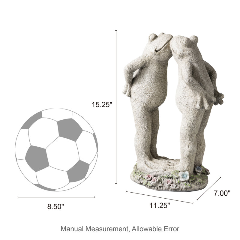 15.25''H Resin Two Kissing Frog Statue