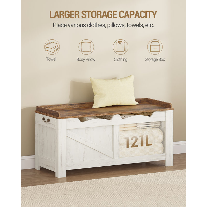 Storage Chest, Extra Large Storage Bench, Wooden Box Trunk, Lift-Top Organizer Chest, Shoe Bench for Entryway, Bedroom, Living Room 
