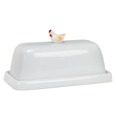 Rectangular Covered With Hen Handle Butter Dish