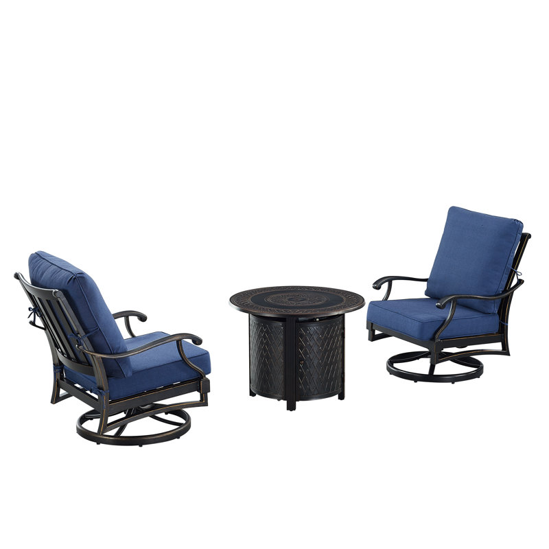 Contessia 2 - Person Patio Conversation Sets with Cushions, Blue
