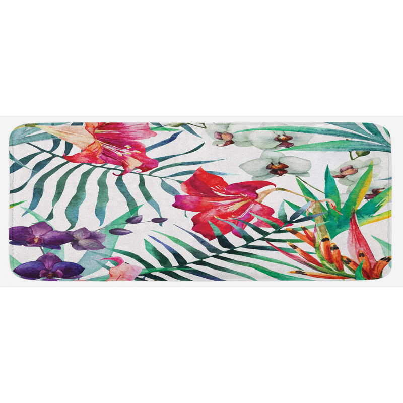 Tapis de cuisine à fleur aquarelle