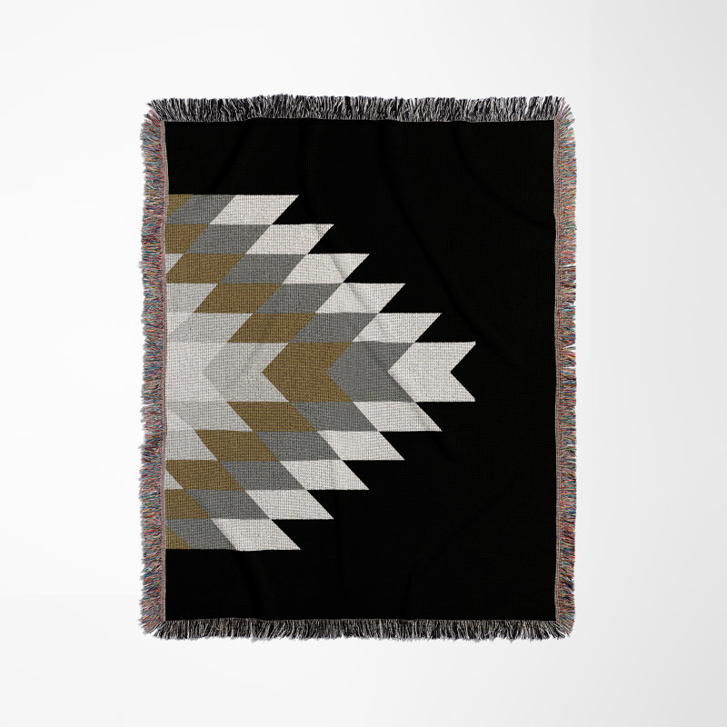 Couverture en mélange de coton Bimisii South Western, L 80 po x l 60 po, Gris / brun / blanc cassé