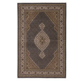 Hand Knotted Area Rug in Dark Blue And Cream