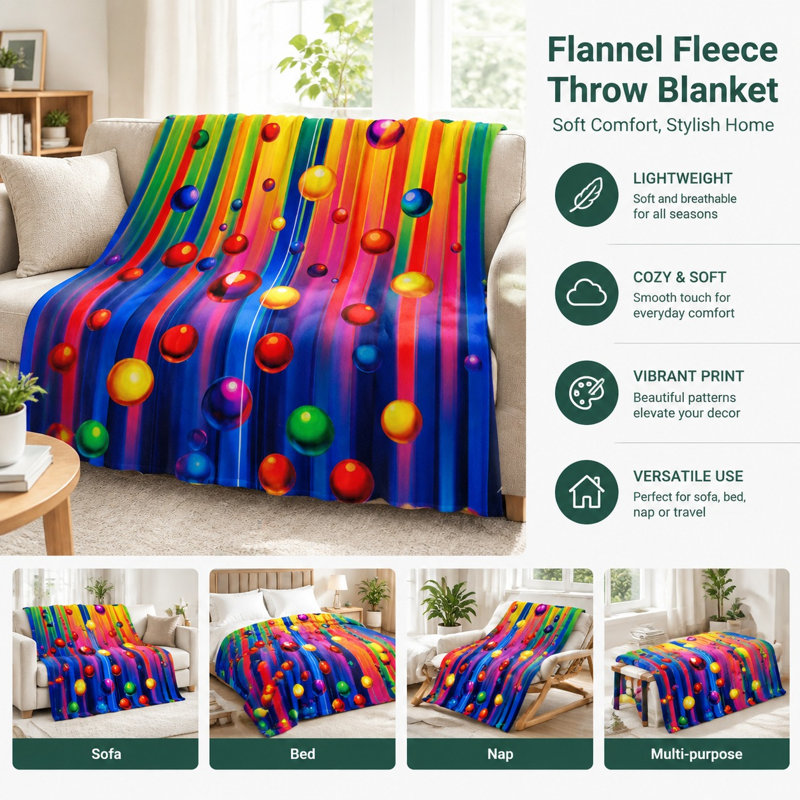 Jeté en flanelle Vibrant, 60" L x 50" W