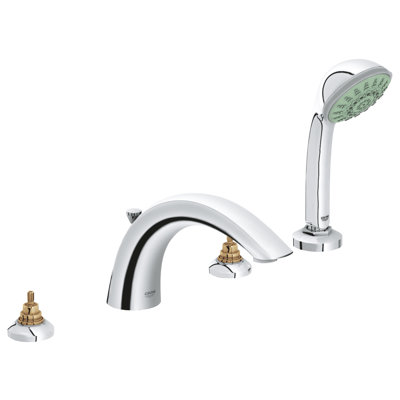 Double Handle Deck Mounted Roman Tub Faucet Trim with Hand Shower and DreamSpray Technology