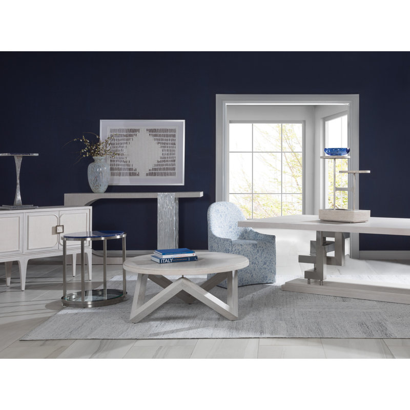 Contemporary Misty Grey Oak 42" Round Cocktail Table