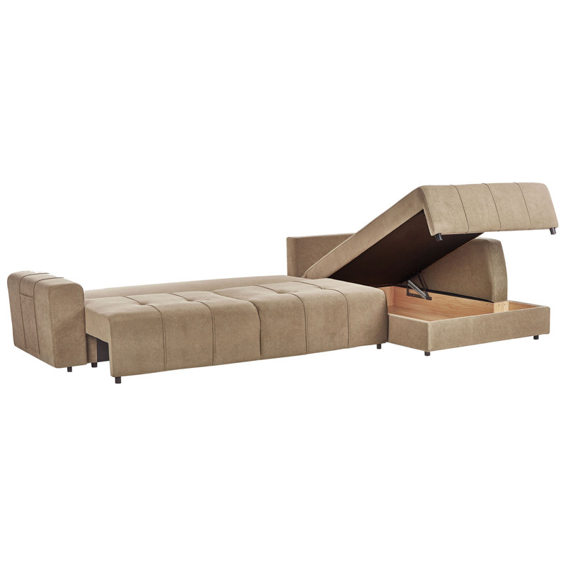 4 Seater Fabric Corner Sofa Bed with Storage Chantea, Right Hand Facing, Brown