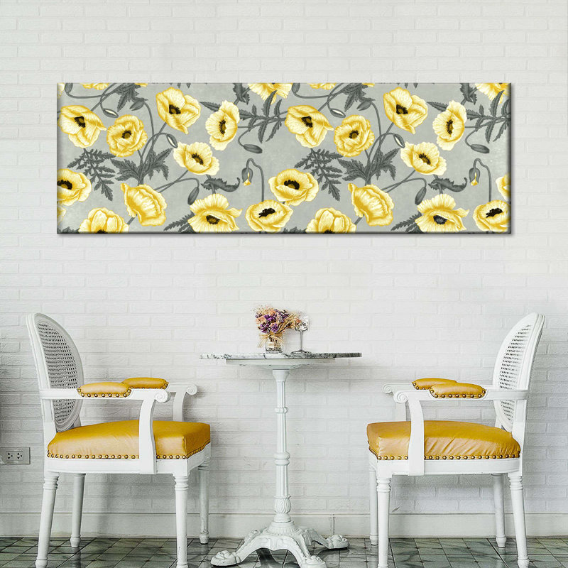 «Yellow Poppy Vines» sur impression sur toile, H 8 po x l 24 po x P 1 po