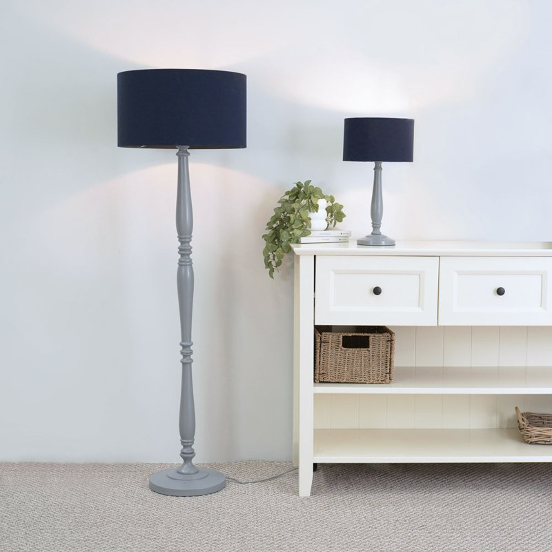 Annum Wood Table Lamp, Grey, Navy Blue, No