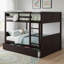 Lit superposé double au-dessus de double en bois massif avec lit gigogne simple-597742111
