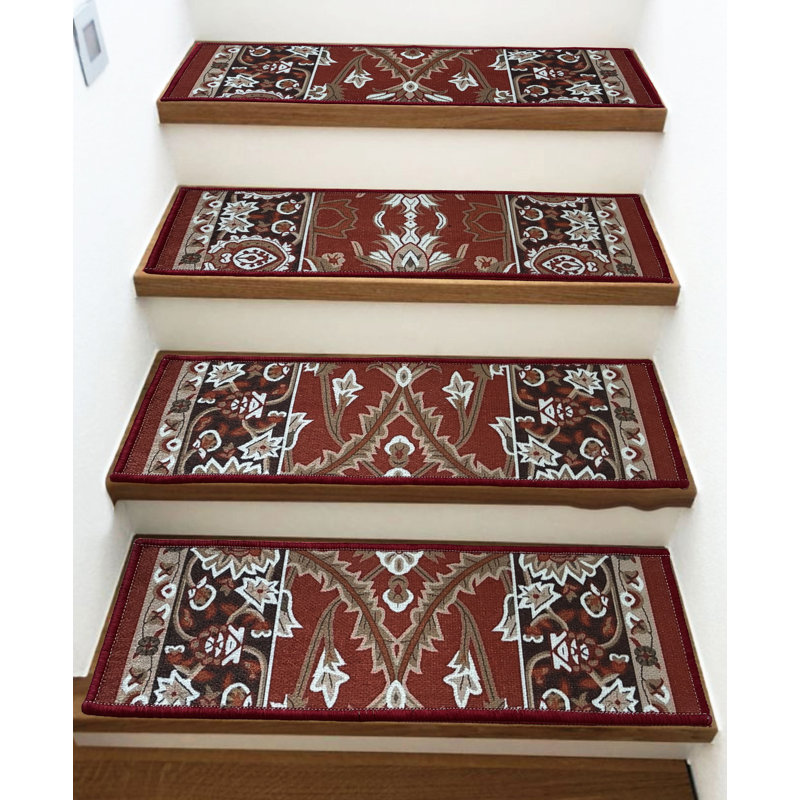 Tapis d'escalier rouge à taille basse en chenille personnalisé sur mesure, Rectangle 32 po x 6 po
