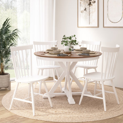 Table de salle à manger à tréteaux Sterling 45W avec 4 chaises à haut dossier