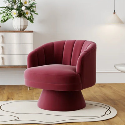 Fauteuil demi-tonneau pivotant en velours Murrow