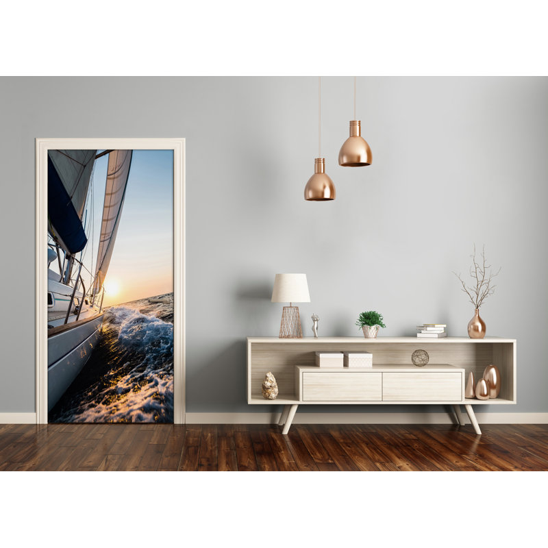 Yacht At Sea Door Decal