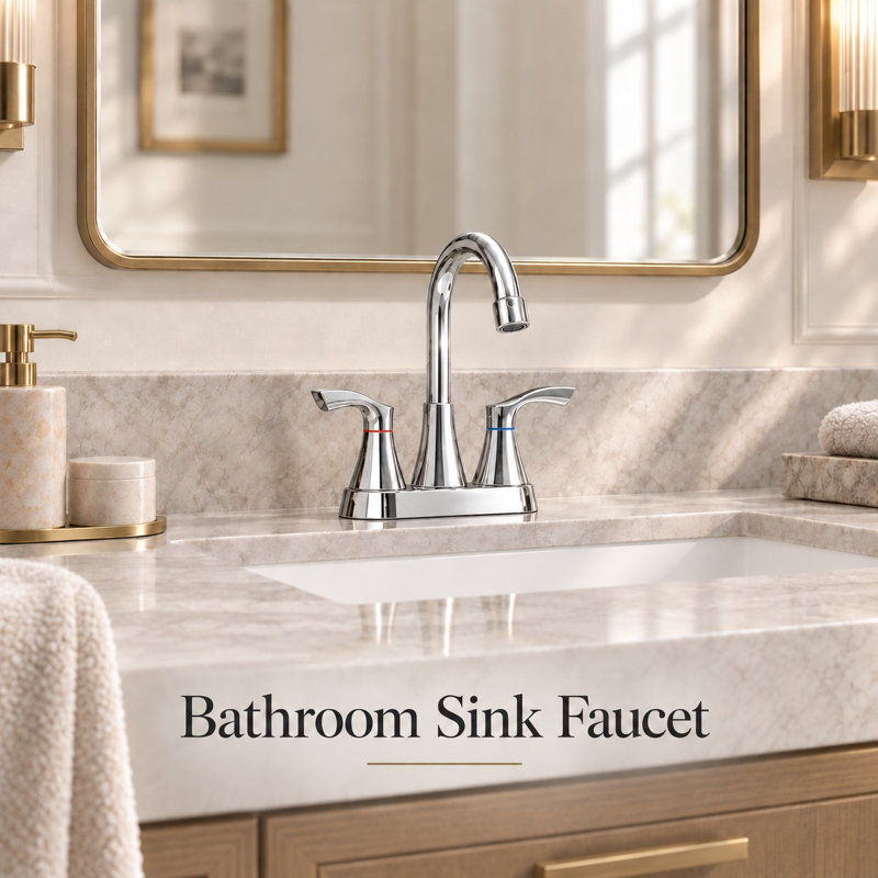 Robinet de salle de bain Flux à double poignée pivotante à 360° et à arc élevé, entraxe de 4 po, Chrome poli