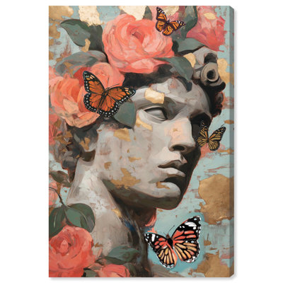 «Golden Leaf Statue», reproduction d'art sur toile par Art Remedy, galerie tendue, 10 x 15
