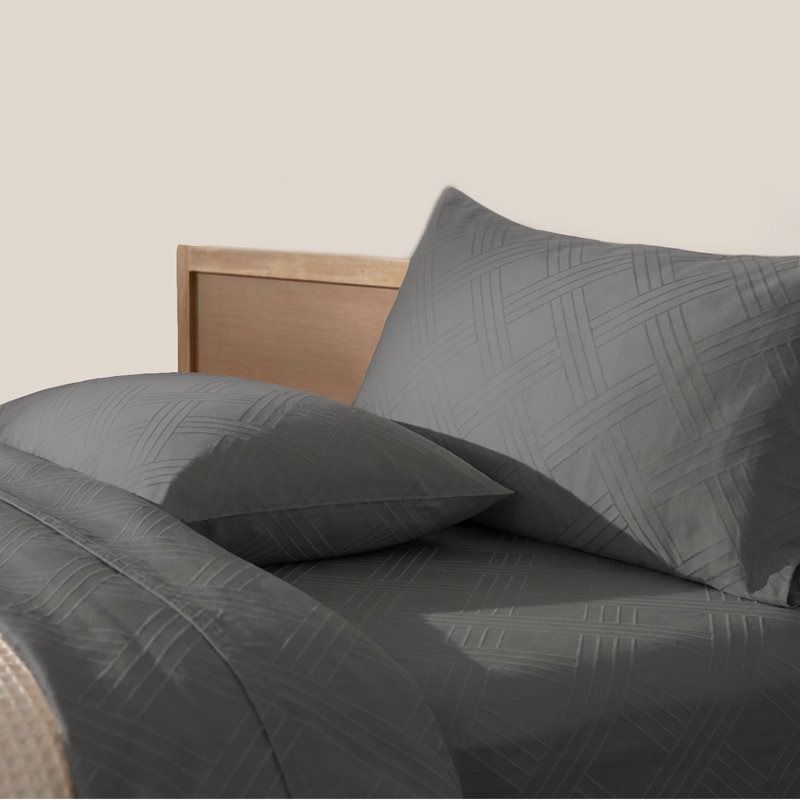 Threadmill 800 Thread Count 100% Cotton Sateen Sheet Set, King Sheet Set with 2 Pillowcases, Dark Gray Celine