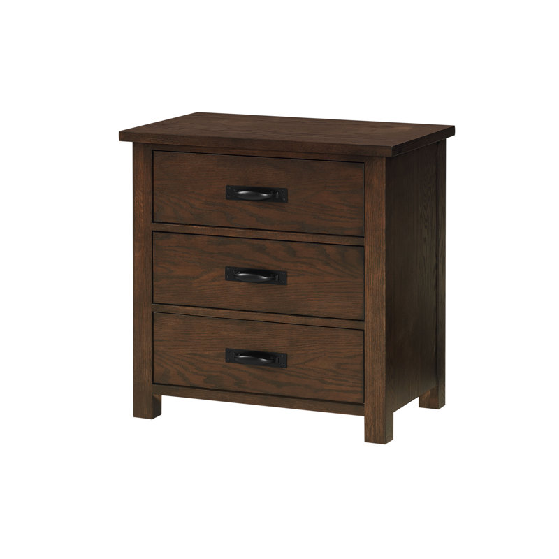 Solid Hardwood 3-Drawer Nightstand