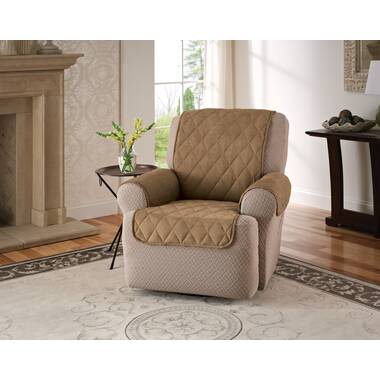 Box Cushion Recliner Slipcover Stonecrest Classic Home Decor, Inc Fabric: Chocolate Faux Leather, Size: 103 H x 25 W x 23 D