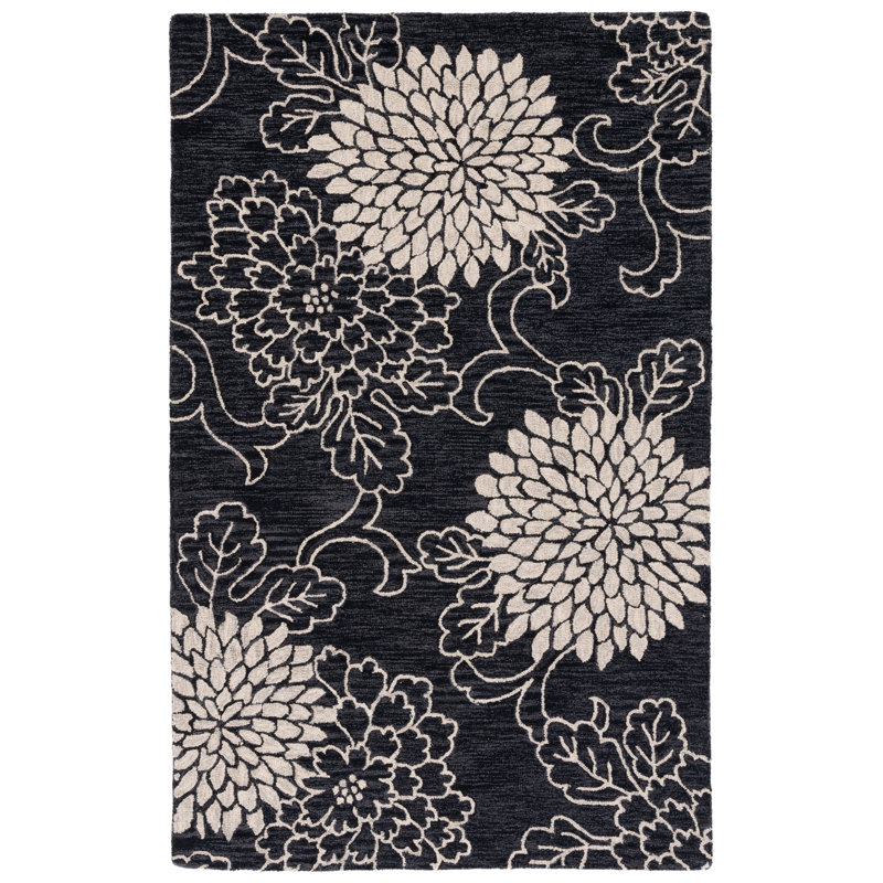 Abranda Hand Tufted Wool Floral Rug, Rectangle 6' x 9'