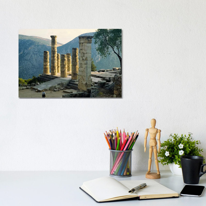 Remaining Doric Columns, Temple Of Apollo, Delphi, Greece - Wrapped Canvas Print, 20.32 cm H x 30.48 cm W