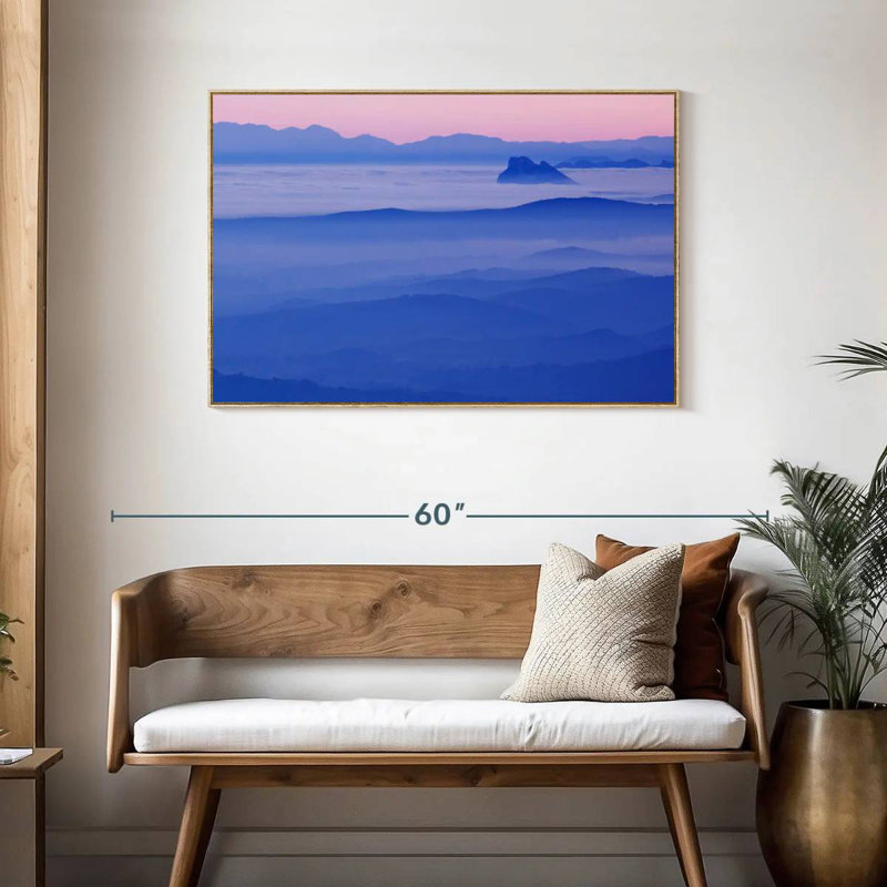 Mountain Cloudscape, Floating Frame Natural Wood, 43" X 29"