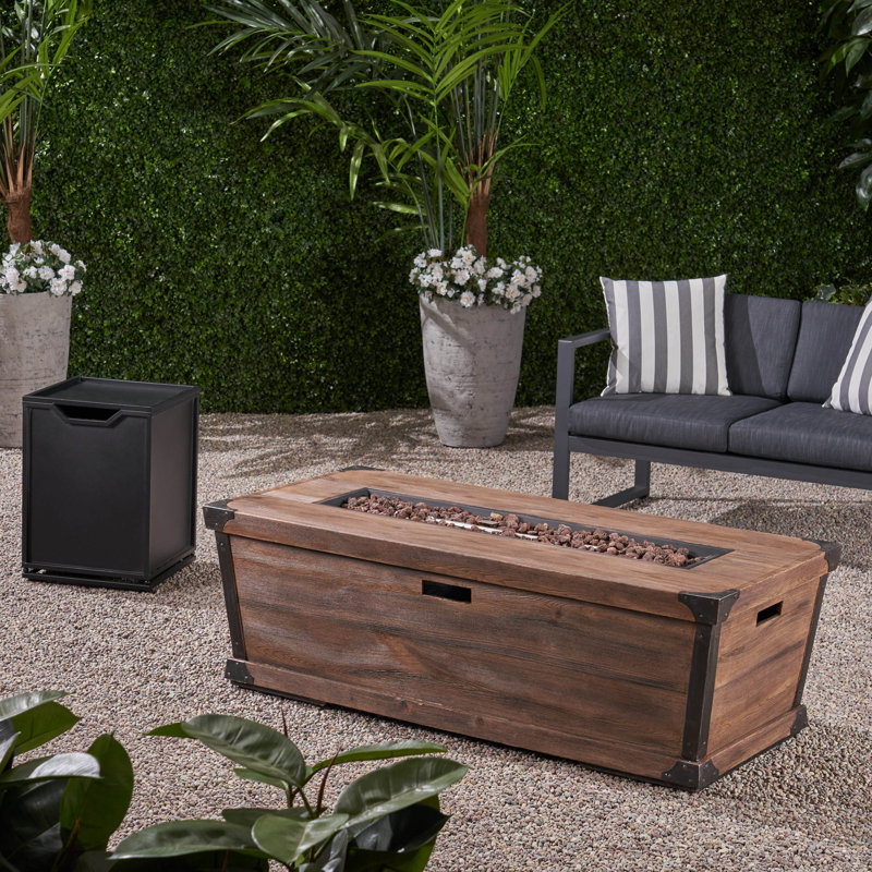 Clementine Rectangle Propane Fire Pit Table with Hidden Fuel Tank