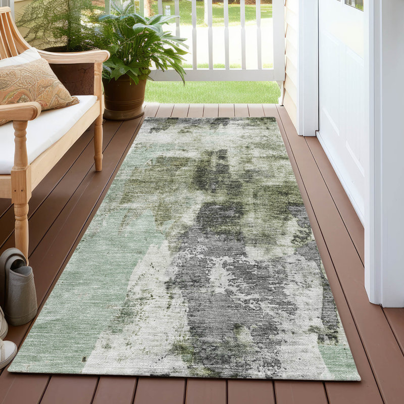 Tapis intérieur / extérieur vert lavable Tundra , 2'3" x 7'6"