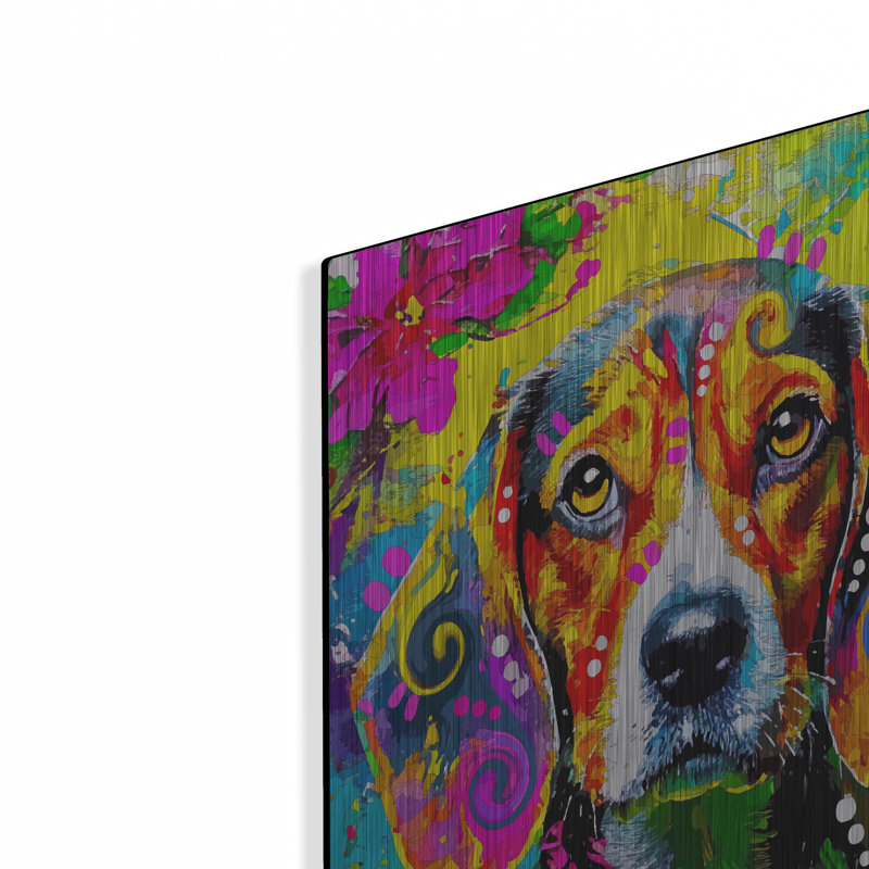 Art mural en métal Winston Porter «The Timid Beagle» par Dean Russo, H 24 po x l 16 po