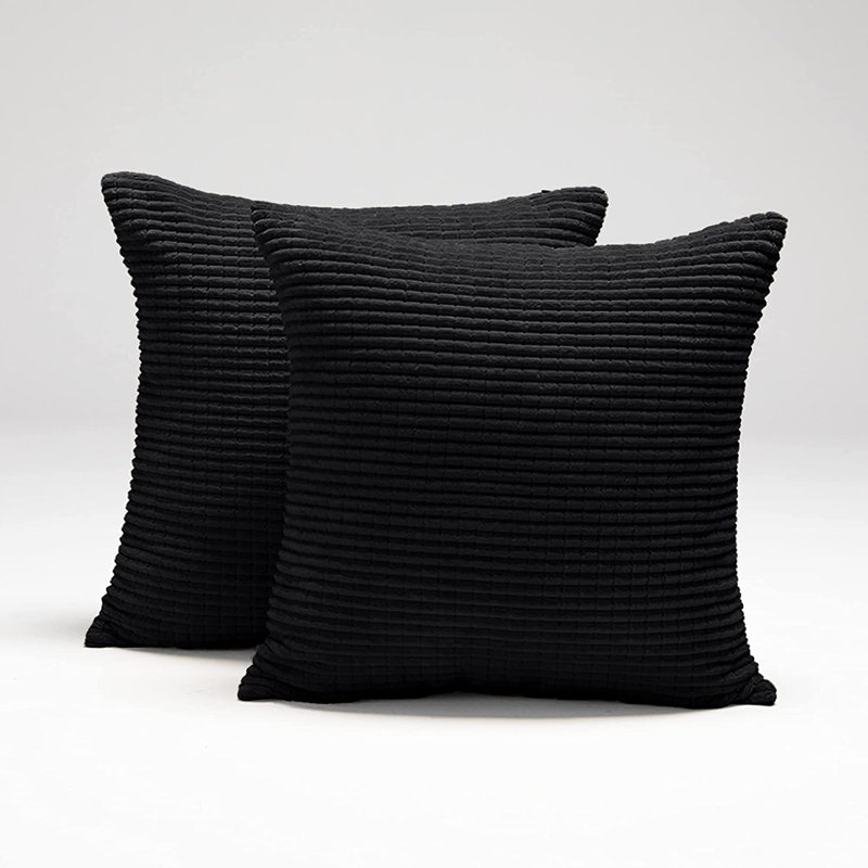 Deconov Reversible Throw Pillow, 22" x 22", Black