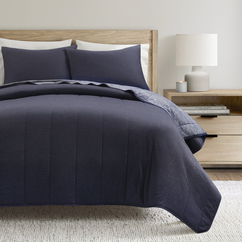 Cooling Reversible Quilted Blanket 3 Pieces Set, Queen Quilt + 2 Standard Shams