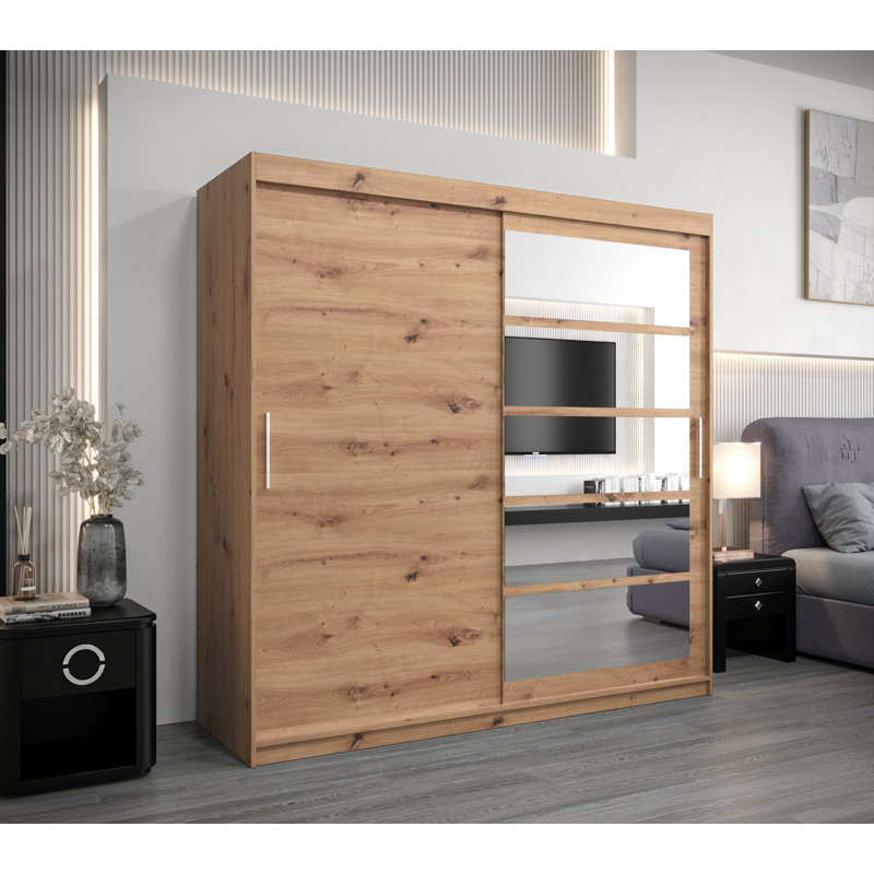 Assil 2 Door Manufactured Wood Wardrobe, Artisan Oak